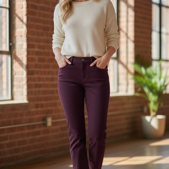 Gloria Vanderbilt 16 XL 1X Jeans Denim Wine Stretch Slimming Rail Straight - Picture 2 of 11